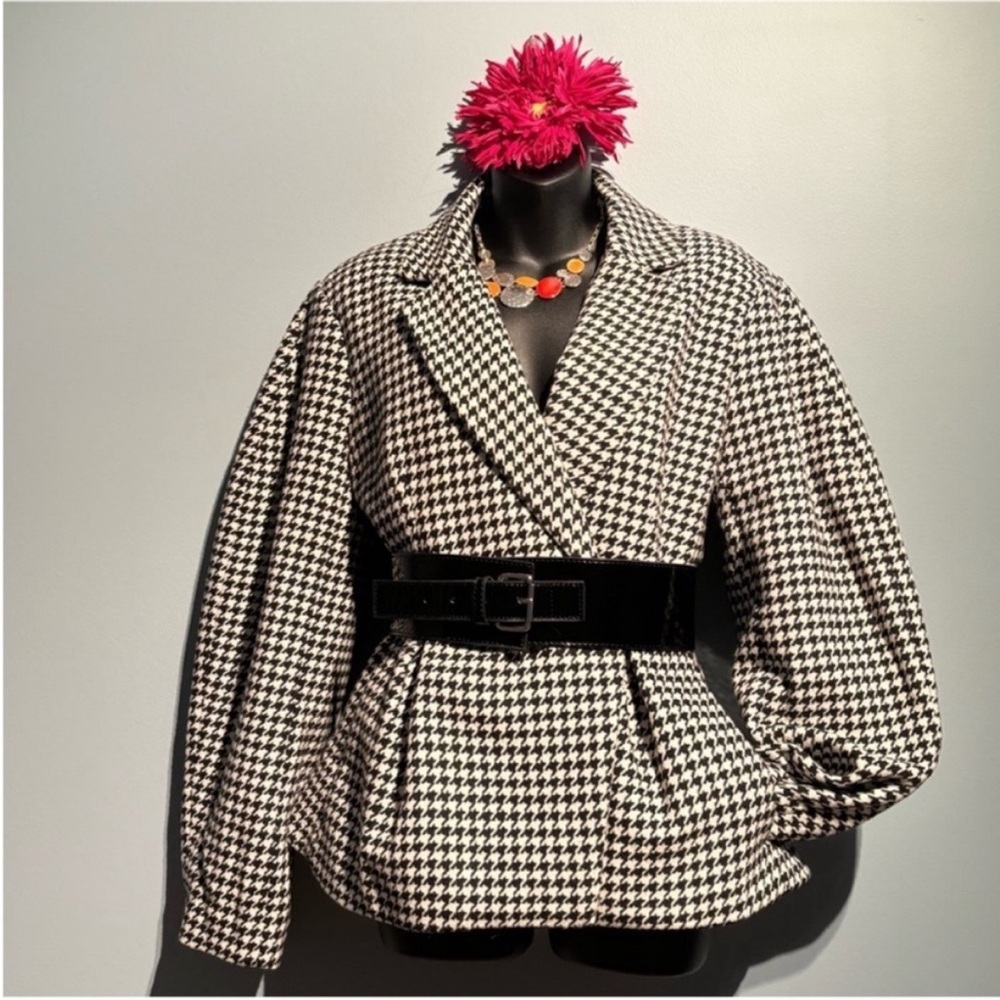 Anthropology Maeve Houndstooth Peplum Jacket size Medium - Picture 4 of 11